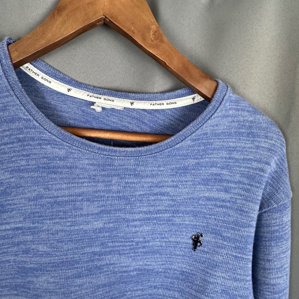 Father Sons Mens Long Sleeve Crewneck Sweater Blue Heathered Space Dye Knit